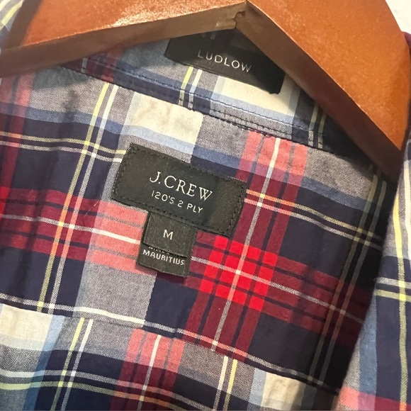 J. Crew Ludlow Men's Red and Blue Plaid Shirt - Picture 3 of 8